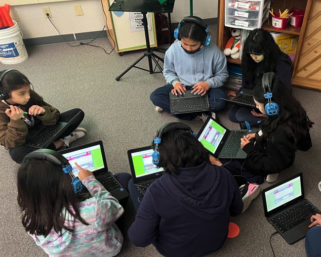 Students using computers
